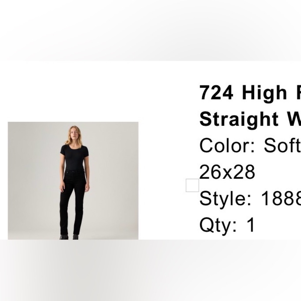 Levi's 724 Straight Jeans in Soft Black 26x28